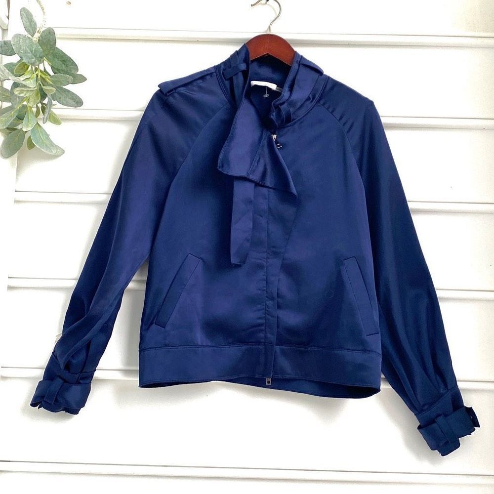 Ramy Brook Cali Biker Bomber Jacket Navy Medium